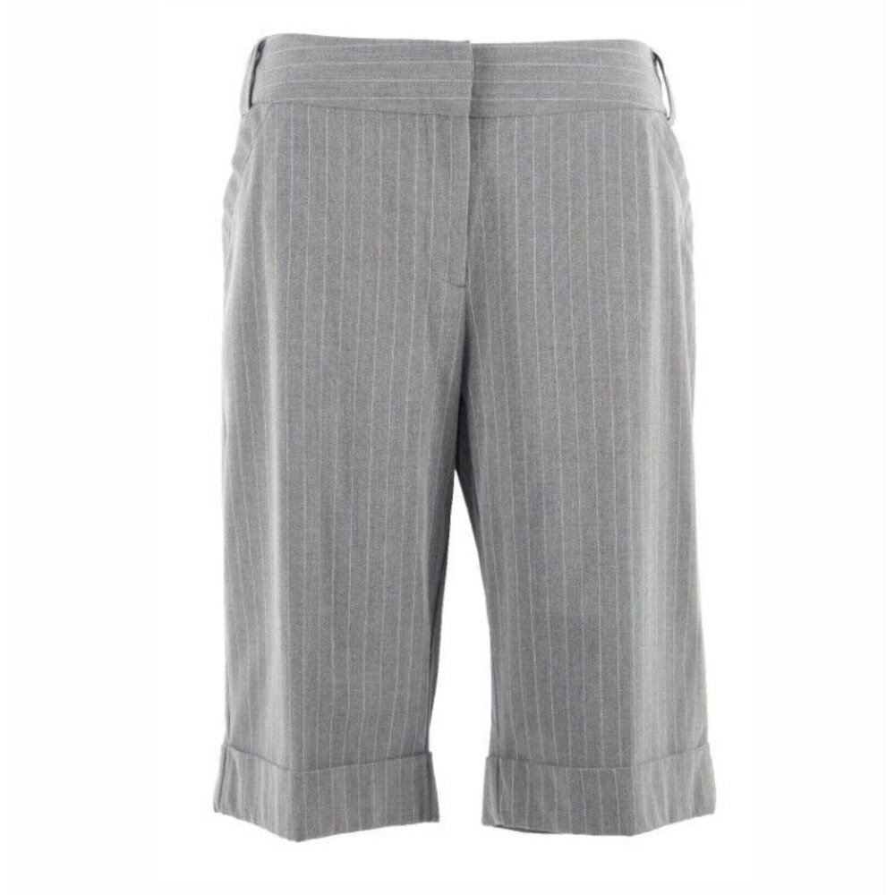 Methode Sz 12 x 13" Gray White Striped Polyester Blend Dress Shorts